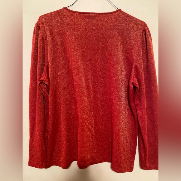 Beautiful Liz Claiborne Red Gold Sparkles Blouse XXL - Picture 7 of 9